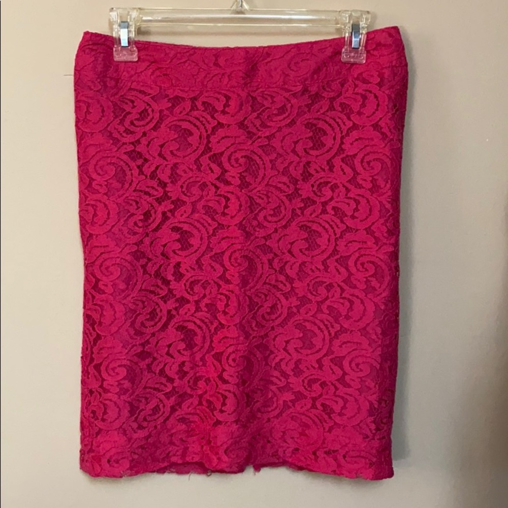 Beautiful hot pink lacy pencil skirt